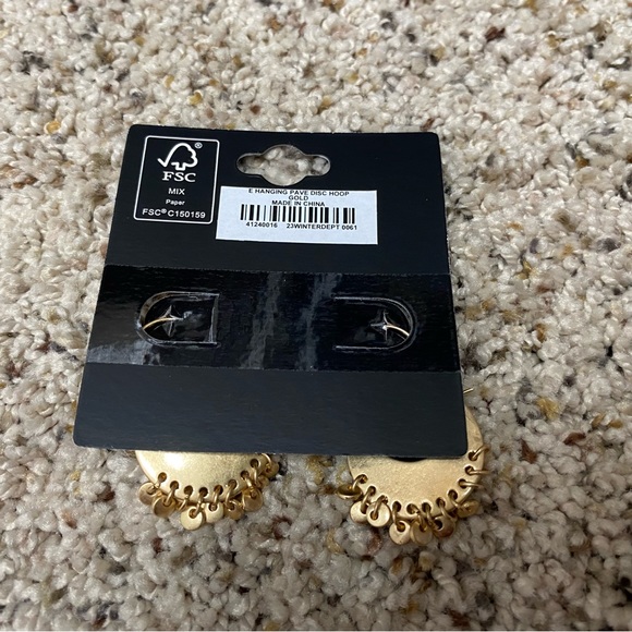 Torrid beaded pave shaky hoop earrings gold tones costume jewelry nwt - Picture 3 of 4